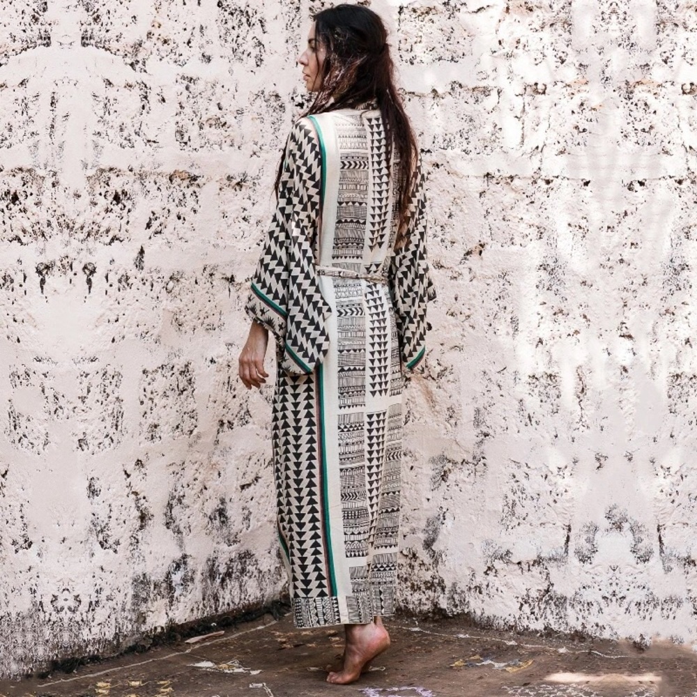 Aztec Chiffon Open Front Kimono - Picture 2 of 5